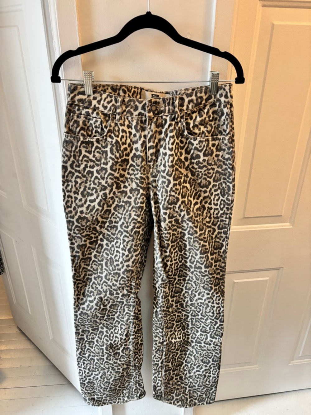 Leopard Print Straight Leg Jeans